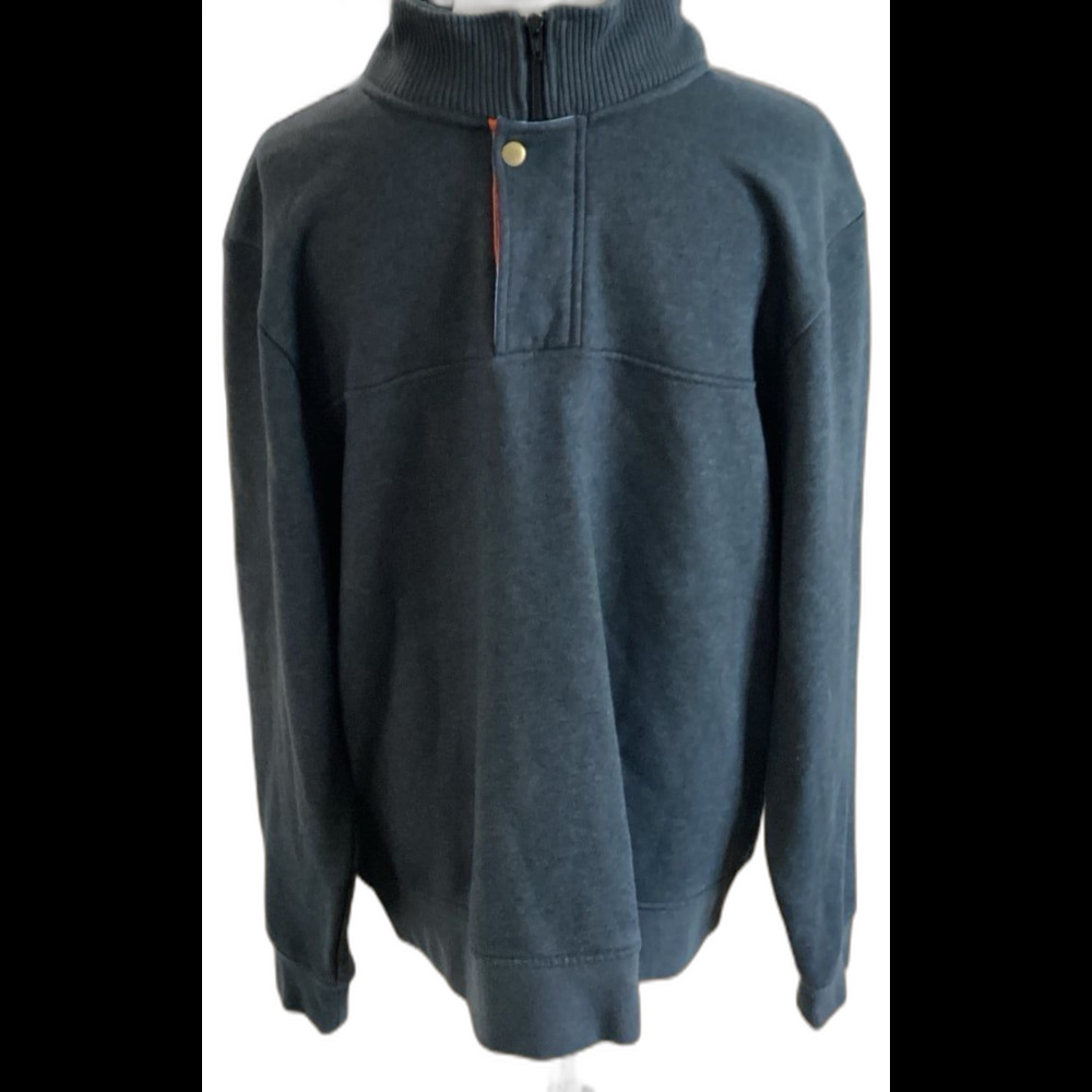 Orvis Shirt Men’s Size XL Gray 1/4 Zipper Snap Closure Gray Long Sleeve Pullover